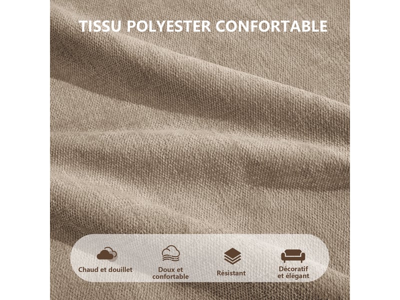  Canapé 4 places, revêtement en tissu, sans assemblage, tons naturels  - Conforama W