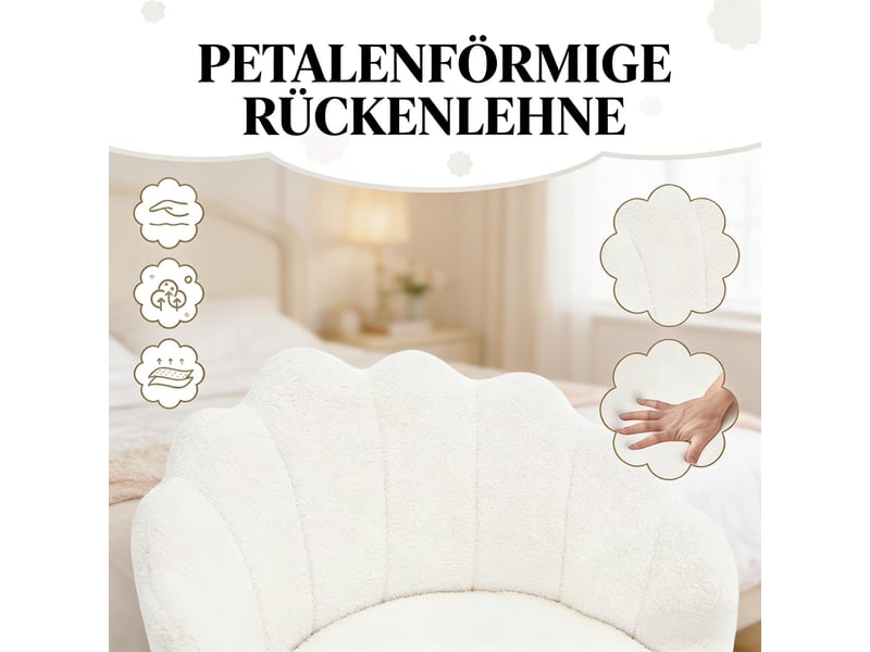  Chaise de bureau,37,5x55x81,5 cm,hauteur réglable,tissu,crème  - Conforama E