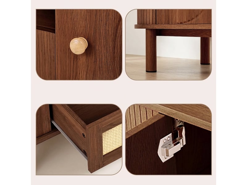  Meuble tv noyer 175 cm avec design incurvé et portes demi-cercle  - Conforama D