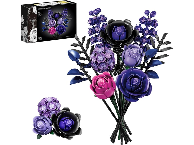  757 pièces bouquet de roses violettes en blocs de construction, fleurs à monter, décoration maison et bureau, cadeau  - Conforama A