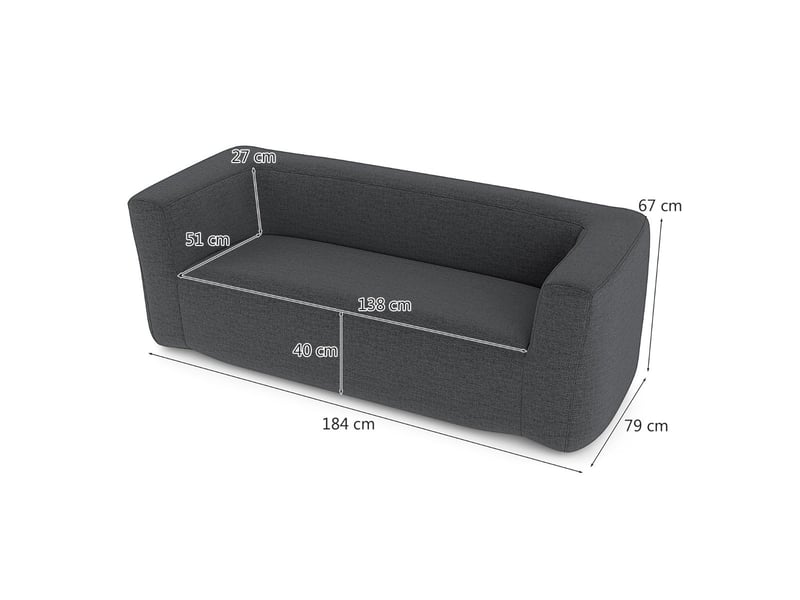 Canapé gonflable double 184 x 79 x 67 cm confort optimal accoudoirs larges ambiance cosy en polyester gris 20_0017239 - Conforama B
