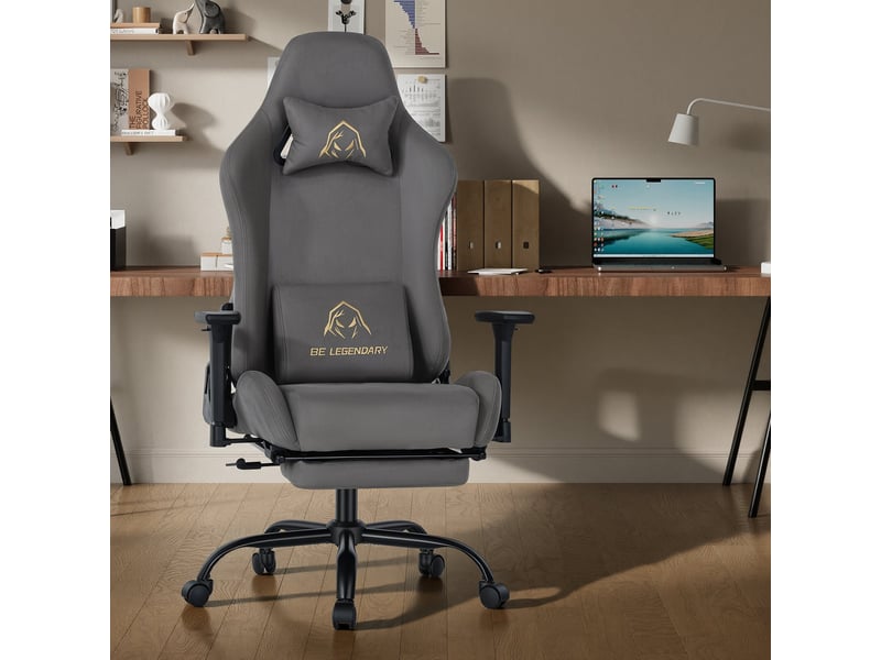  Chaise gaming ergonomique - avec repose-pieds - accoudoirs réglables 4d - dossier inclinable réglable de 90 à 135° - assise à ressorts ensachés - charge maximale 136 kg, gris  - Conforama B