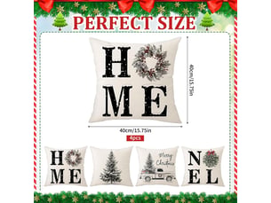 Coussins de noël, housses de coussin décoratives pour canapé, lit et maison - décoration de noël 45 x 45 cm, blanc