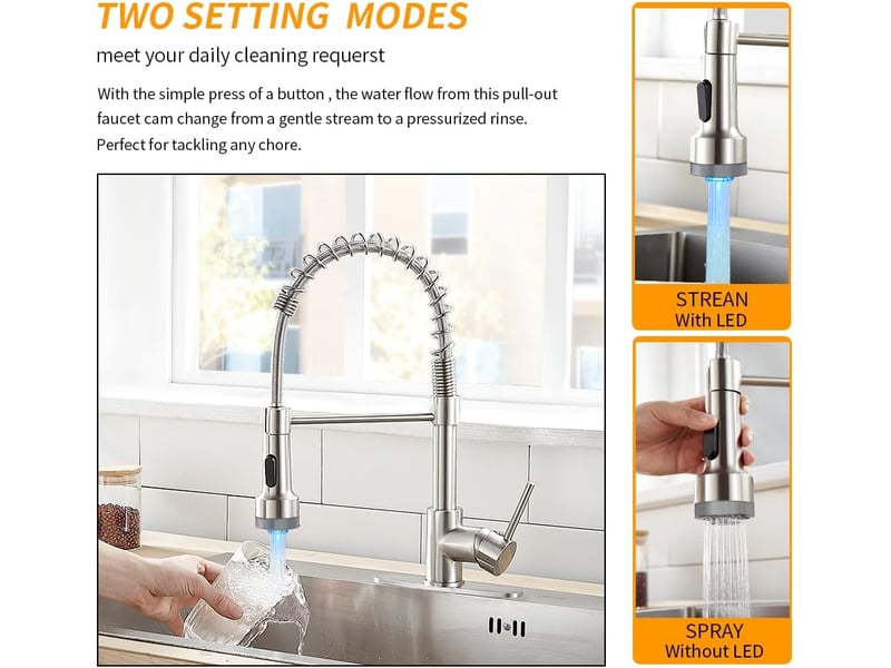  Robinet en acier inoxydable à eau chaude et froide pour salle de bain, adapté à salle de bain, cuisine, ferme, camper (argent)  - Conforama D
