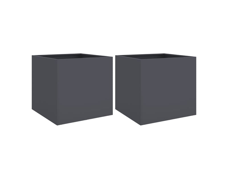  Jardinière - bac à fleurss 2 pcs anthracite 49x47x46 cm acier  - Conforama A