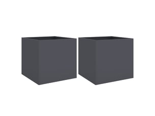 Jardinière - bac à fleurss 2 pcs anthracite 49x47x46 cm acier