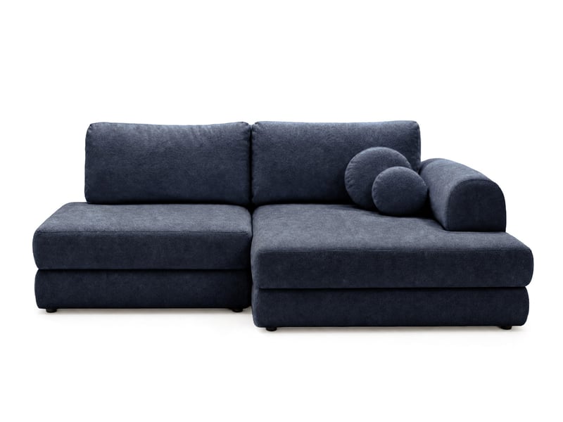 April - canapé d'angle droit 4 places convertible avec coffre en velours texturé - best mobilier - bleu marine APRIL - Conforama A