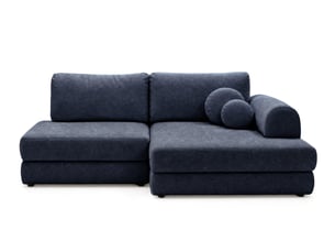 Canapé d'angle droit convertible BESTMOBILIER APRIL 4 places Velours bleu avec coffre de rangement