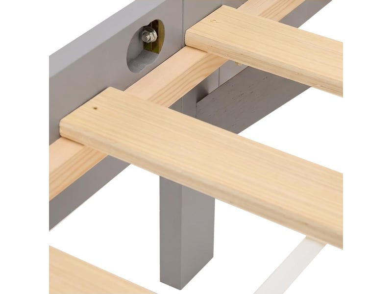  Lit en bois 90x200 cm gris - lit simple - avec matelas à ressorts - massif 3335 - Conforama E
