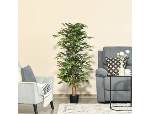 Arbre artificiel réaliste en plastique avec 1008 feuilles, pot en ciment, vert, 150 cm
