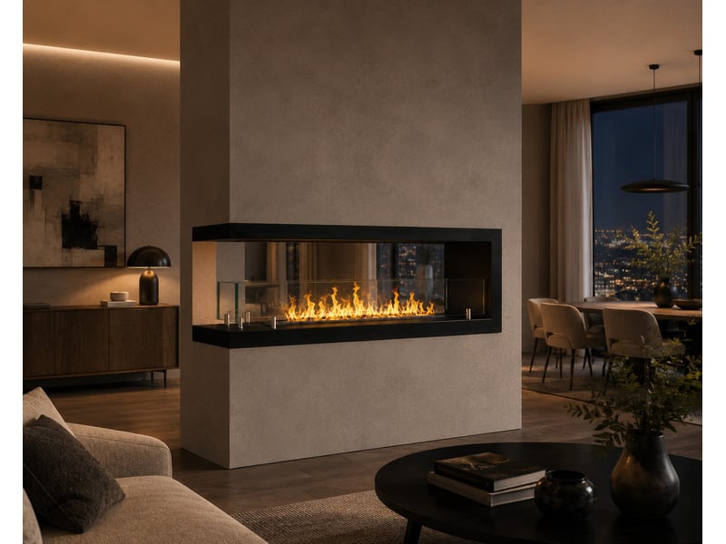  Maratea 120 - cheminée bioéthanol encastrable à trois faces 120x50x30 cm avec brûleur en acier de 1,25 l  - Conforama B