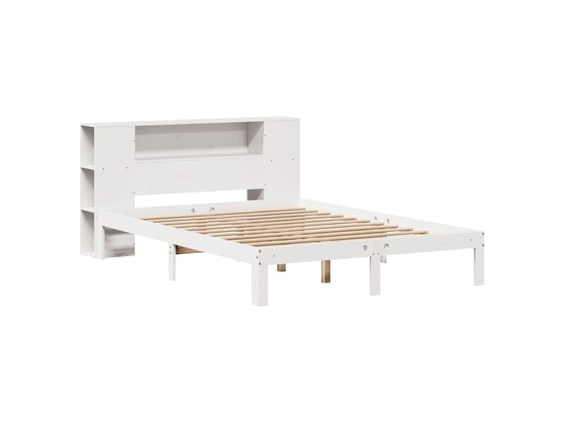  Lit double- lit adulte -  lit bibliothèque sans matelas blanc 160x200 cm bois pin massif  - Conforama B