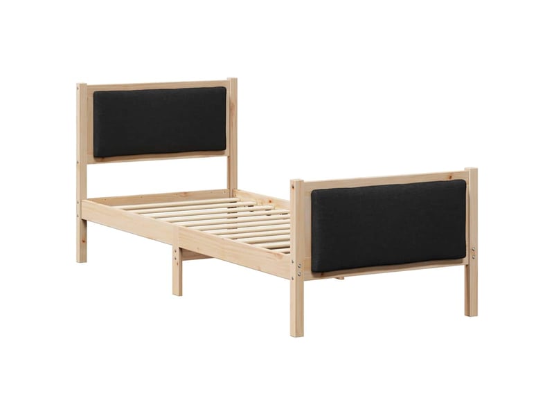 Lit simple- lit adulte - cadre de lit avec tête de lit noir 80 x 200 cm tissu - Conforama A