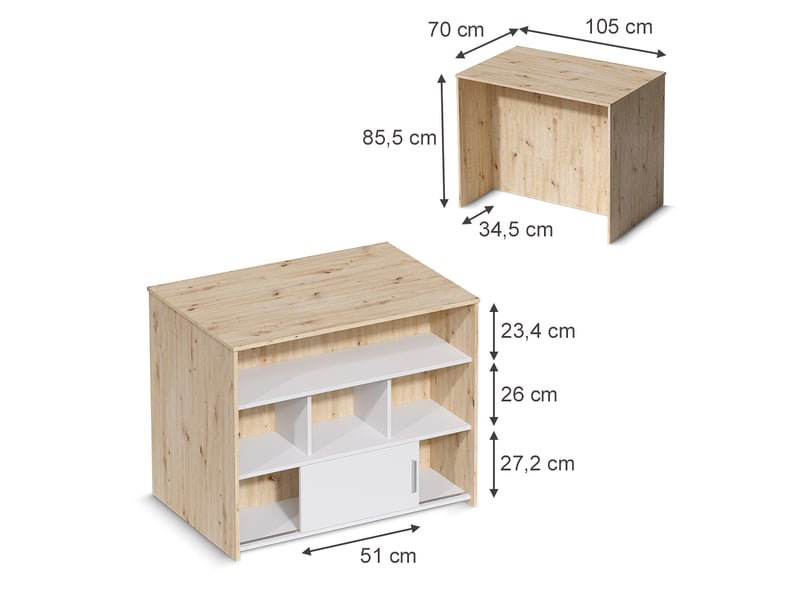  Vicco table de bar, chêne artisanblanc, 105x70cm  - Conforama B