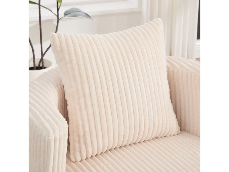  Canapé fauteuil pivotant 360° en velours côtelé beige avec rangement sous l'assise 76x79x78 cm  - Conforama E