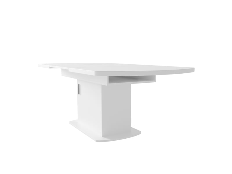  Table à manger ovale extensible 200x80x75 cm avec rangement panneau de particules métal blanc et argenté  - Conforama D