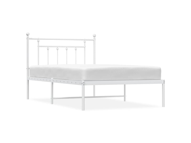  Lit simple- lit adulte -  cadre de lit métal sans matelas et tête de lit blanc 100x200 cm  - Conforama A