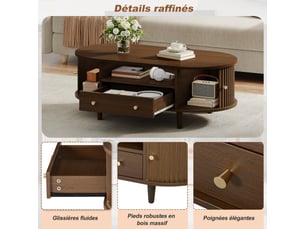 Table basse ovale coloris bois foncé <strong></strong> <strong></strong> - 50 cmx100 cm