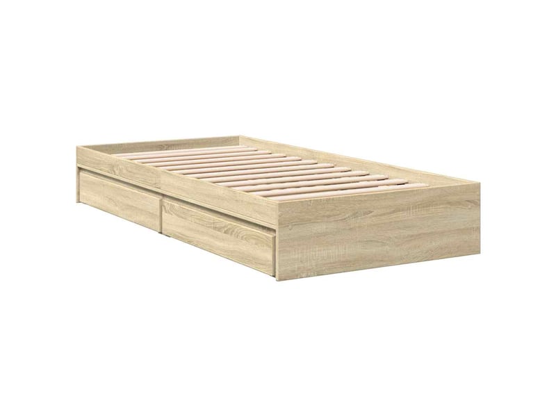  Lit simple- lit adulte -  cadre de lit avec tiroirs sans matelas chêne sonoma 100x200 cm  - Conforama B