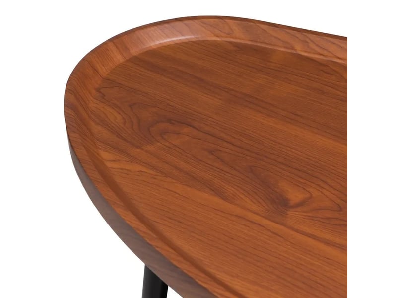  Table basse organique en mdf effet noyer à bord surélevé et 3 pieds en pin noir,forme haricot - longueur 60 x profondeur 40 x hauteur 39 cm  - Conforama D