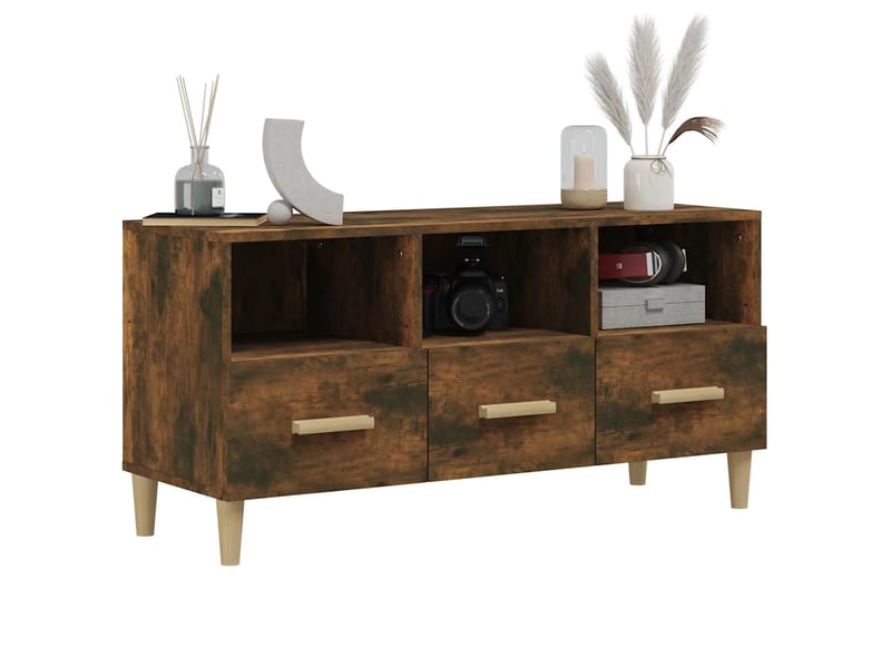  Meuble tv - banc tv - meuble de rangement chêne fumé 102x36x50 cm bois d'ingénierie  - Conforama D