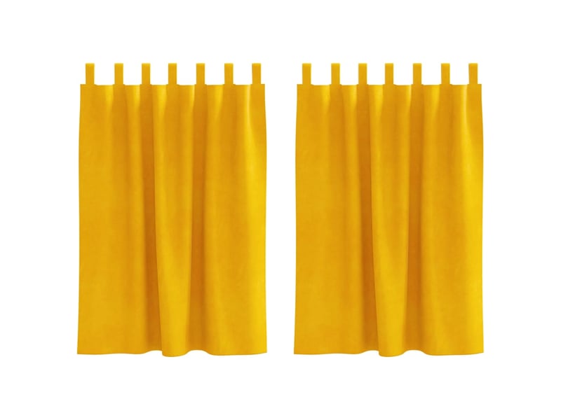Lot de 2 rideaux, rideaux de fenêtre jaune moutarde 140 x 140 cm velours cf44076 - Conforama A