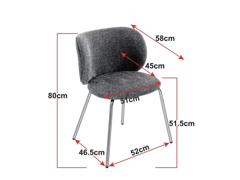 Lot de 2 chaises de salle à manger, chaises salon en chenille, dossier incurvé, pieds métal bronze, orange  - Conforama C