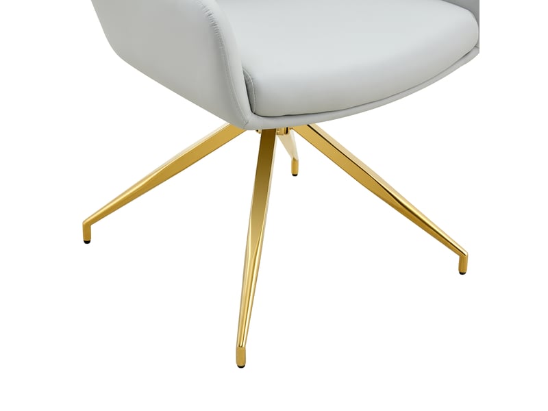  Lot de 2 chaises de salle à manger 49x50x85 cm pivotantes 360°, doré+gris clair, métal+pu, cuisine, fauteuil de table  - Conforama E