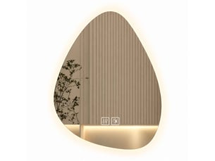 Miroir salle de bain led 40 × 60 cm, forme goutte d'eau avec éclairage 3 couleurs, antibuée et tactile dimmable