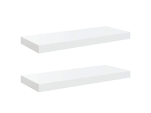 Lot de 2 étagères flottantes, étagères murales blanc brillant 60x23,5x3,8cm mdf cf42260