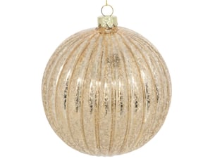 Boule de noël en verre striée dorée d. 120 mm