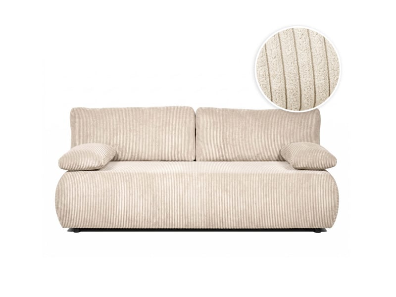 Canapé droit veluto convertible avec coffre en velours côtelé - beige VELUTO - Conforama A