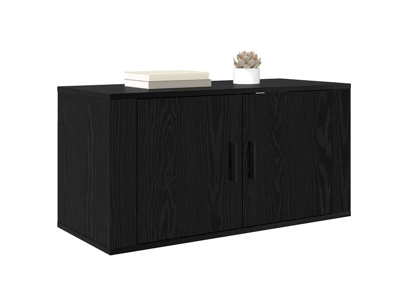  Meuble tv - banc tv - meuble de rangement mural 80 x 34,5 x 40 cm chêne noir bois d'ingénierie  - Conforama C
