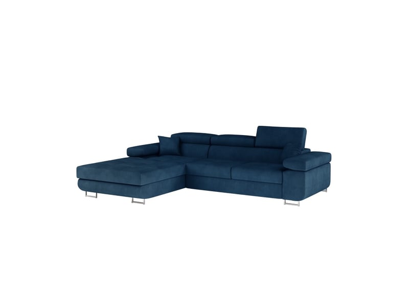  Canapé d'angle convertible amanda bleu foncé tissu tissé fin avec coffre  - Conforama E