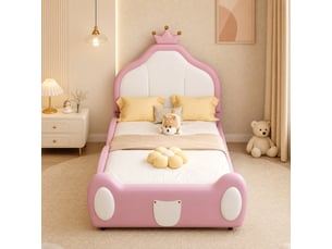 Lit simple 90x200 cm MEUBLIV coloris rose