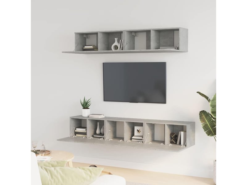  Ensemble de meubles tv 5 pcs gris béton bois d'ingénierie shl44837  - Conforama C