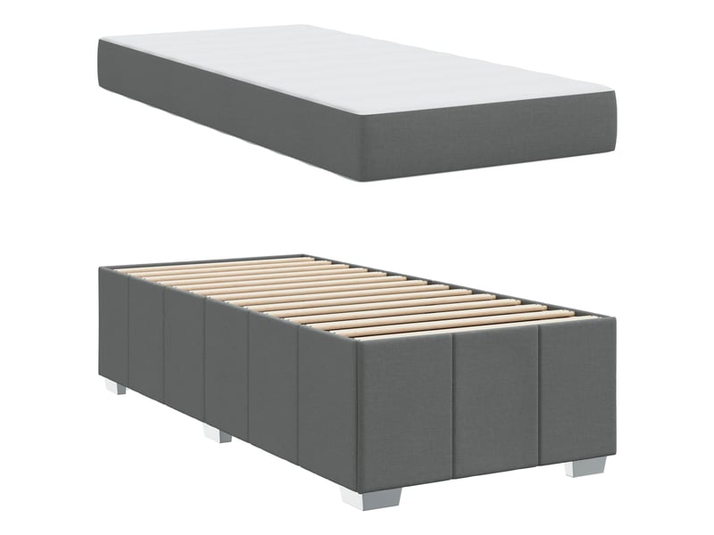  Lit simple- lit adulte -  cadre de lit avec matelas gris foncé 90 x 190 cm tissu  - Conforama D