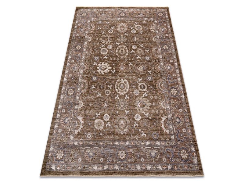  Tapis laris 743 vert   brun clair – motif cadre, ornemental, classique, franges 240x320 cm  - Conforama A