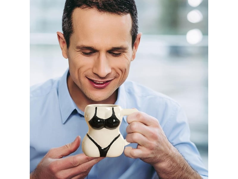  Mug en porcelaine, silhouette en bikini, noir, hauteur d’environ 12,2 cm  - Conforama B