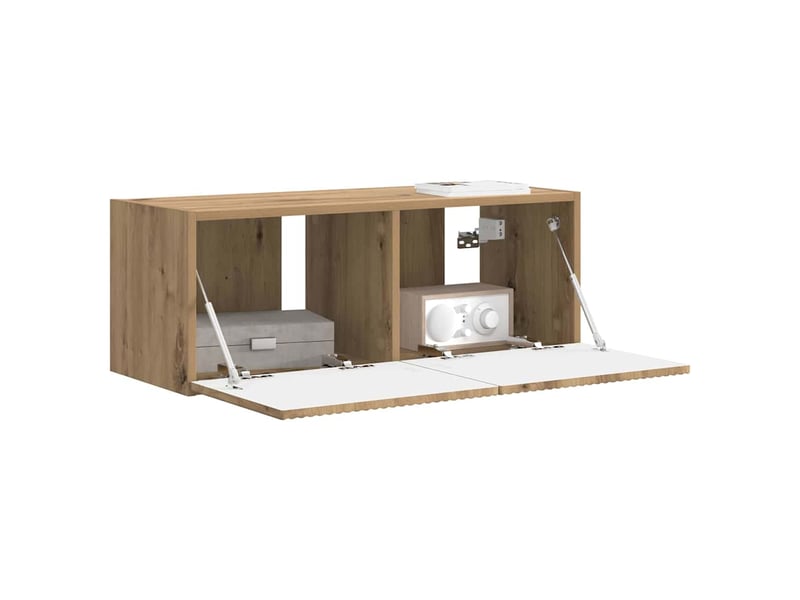  Meuble tv - banc tv - meuble de rangement mural 78,5 x 31 x 29,5 cm chêne artisan  - Conforama E