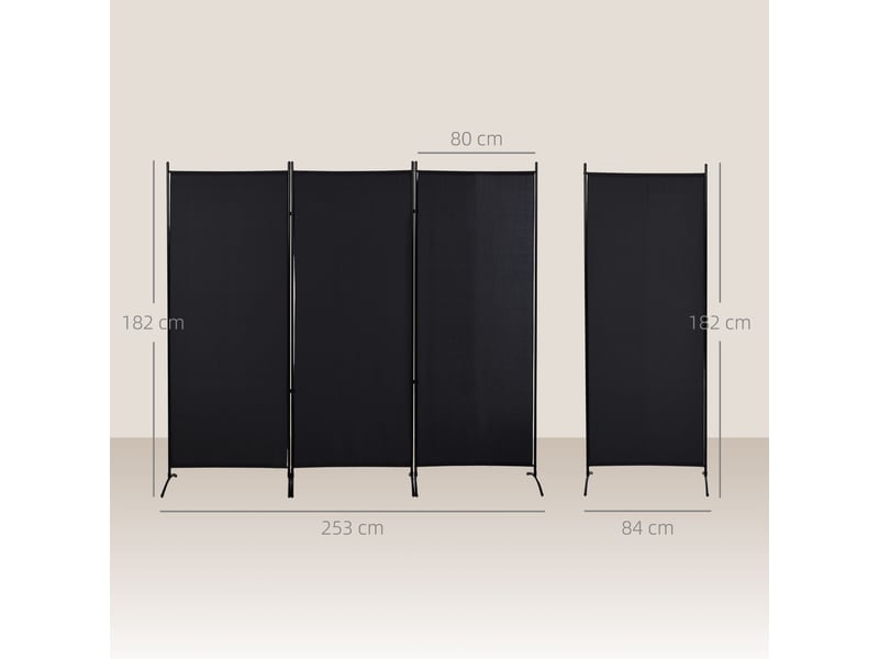  Paravent 3 panneaux dim. 2,53l x 0,5l x 1,82h m store latéral brise-vue paravent sur pied métal séparateur polyester  - Conforama C