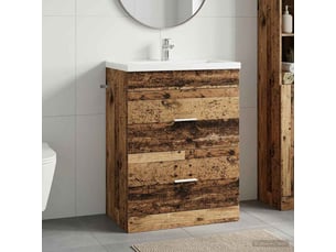 Meuble sous lavabo de salle de bain, commode bois ancien shl3360