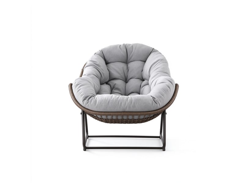  Fauteuil à bascule extérieur,106x90x78 cm,avec coussin épais,gris clair  - Conforama A