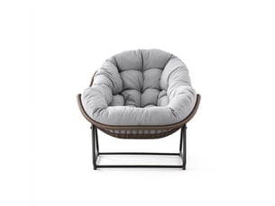 Fauteuil à bascule extérieur,106x90x78 cm,avec coussin épais,gris clair