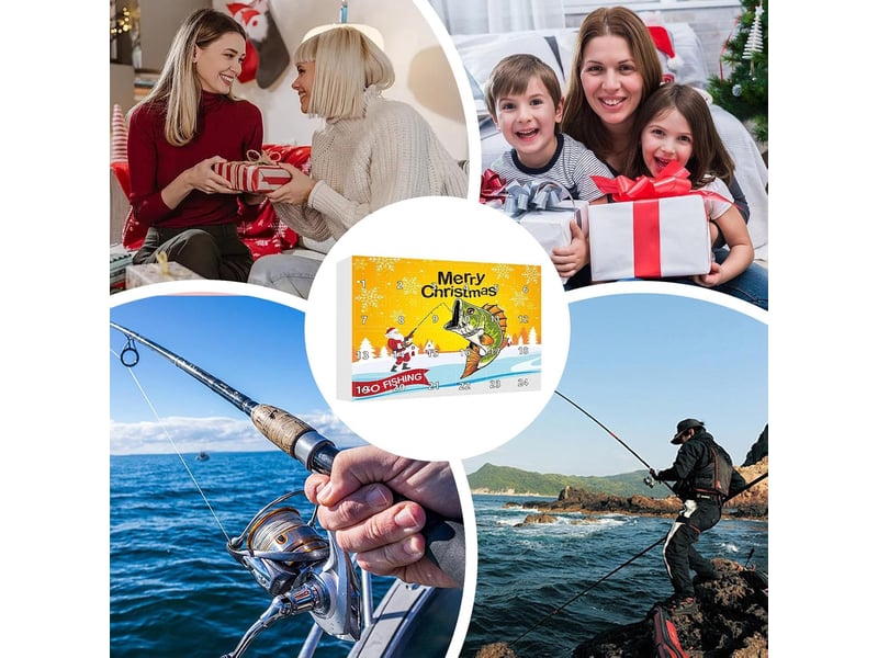  Calendrier de l’avent pêche 2026, 24 jours de leurres, kit de pêche pour eau douce et salée, cadeau de noël homme  - Conforama D