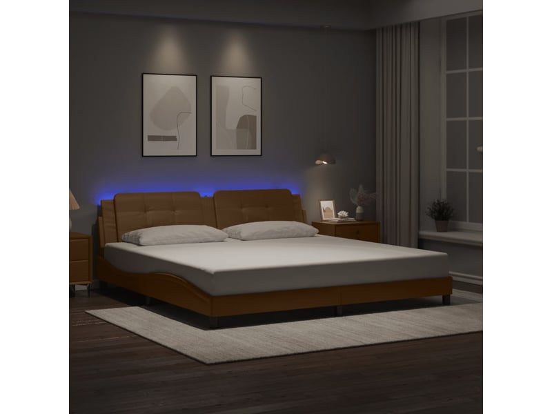  Lit adulte, lit double, cadre de lit avec led sans matelas zadar cappuccino 200x200cm cf813  - Conforama B