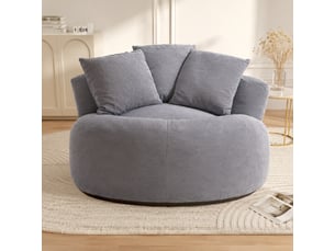 Fauteuil simple - 120x120x65cm - fauteuil pouf rond géant en mousse et tissu corduroy doux - gris