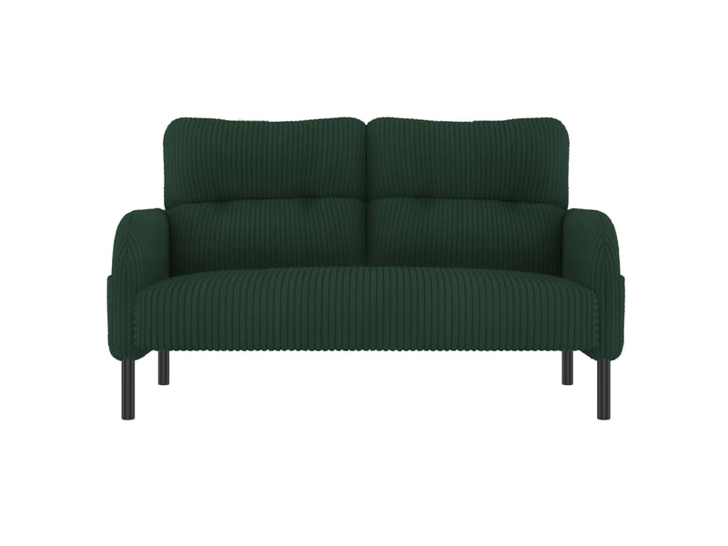  Ensemble canapé fauteuil pouf 2 places velours côtelé émeraude poche latérale structure acier modulaire  - Conforama A