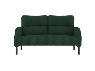 Ensemble canapé fauteuil pouf 2 places velours côtelé émeraude poche latérale structure acier modulaire