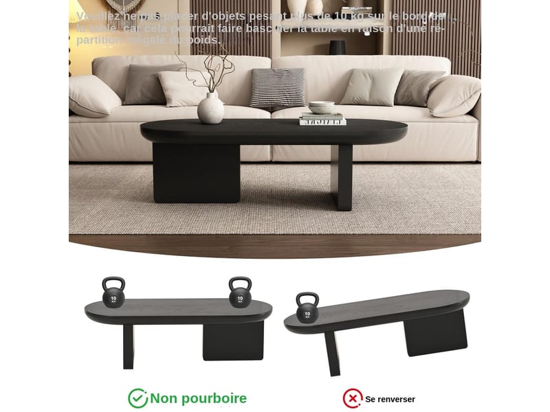 Table basse 100x48x45 cm blanc brillant mdf double plateau pieds en x pour salon  - Conforama C